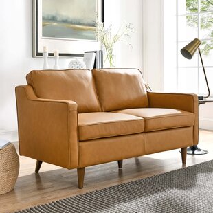 Caramel leather outlet loveseat